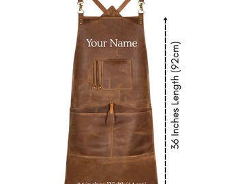 Handmade Full Grain Leather Apron, Welding Woodworking BBQ