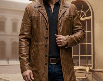 Men's Handmade Brown Leather Jacket – Vintage Style Outerwear