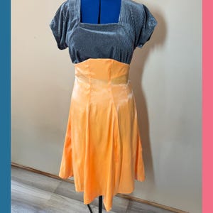1950’s - Vintage Design - Retro - Ultra-High Waisted Iridescent Orange Summer Midi Skirt