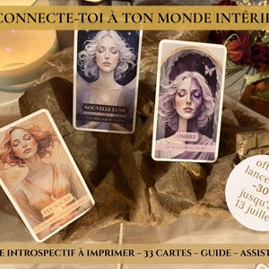Oracle Introspectif de l’Âme (PDF Français) – 33 Cartes à Imprimer + Guide 100 pages + Assistant IA – Rituel, Thérapie émotionnelle, Lune