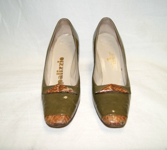 Vintage Women's Palizzio Olive Green Patent Leath… - image 2