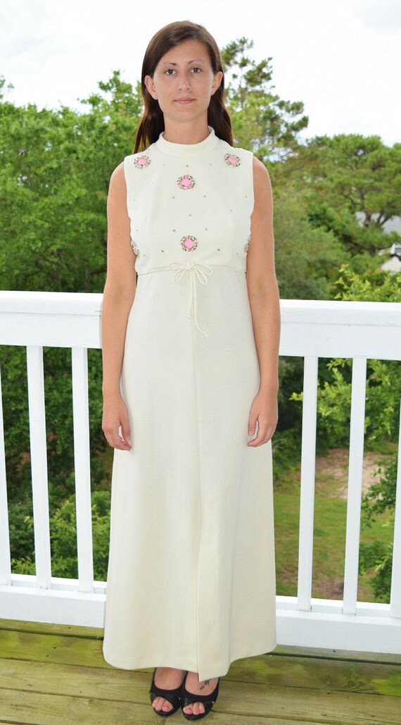 Mod Ivory Greek Goddess Maxi Prom Dress 