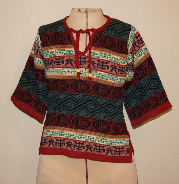 Vintage 70's Southwestern Design Sweater by Collag