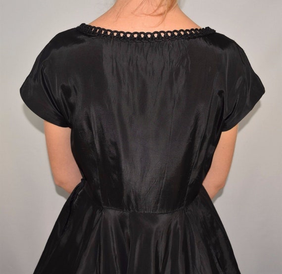 Vintage 50's LESLIE FAY Black Taffeta Rockabilly … - image 6