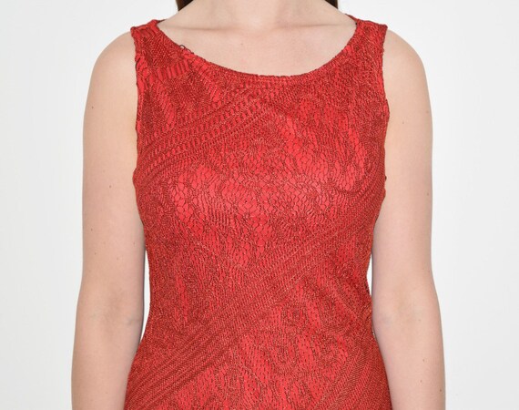 Vintage 1980's Sexy Red Fringe Cocktail Club Dres… - image 2