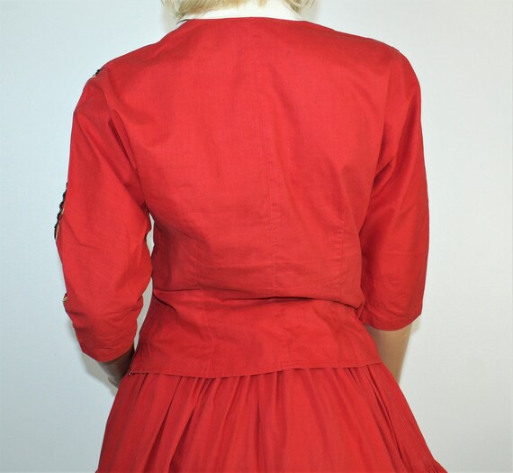 Vintage 50's Red Patio Squaw Top & Swing Skirt by… - image 8