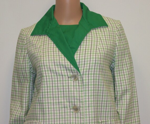 Vintage 60's Mod Plaid Dress & Coat Matching Set … - image 6