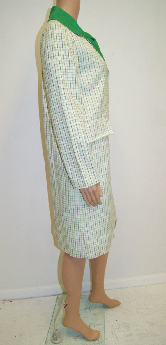 Vintage 60's Mod Plaid Dress & Coat Matching Set … - image 4