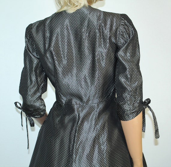 Vintage 40's Metallic Graphite Print Pleated Shim… - image 7