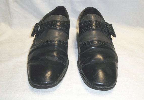 Vintage 60's Men's Mod Eames Era Black Gray Leathe