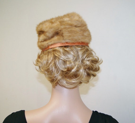 Vintage 50s 60s Mink Fur Pill Box Hat by Dece - image 3