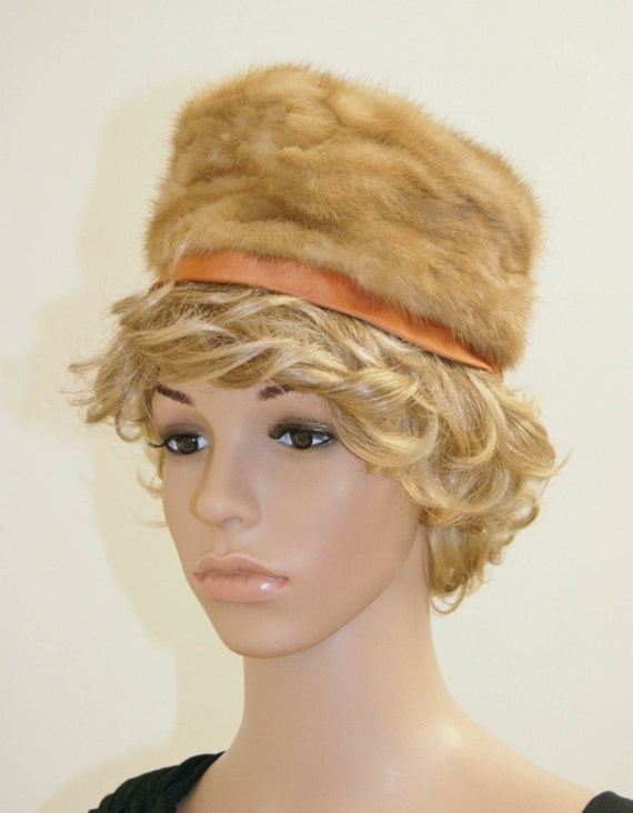 Vintage 50s 60s Mink Fur Pill Box Hat by Dece - image 4