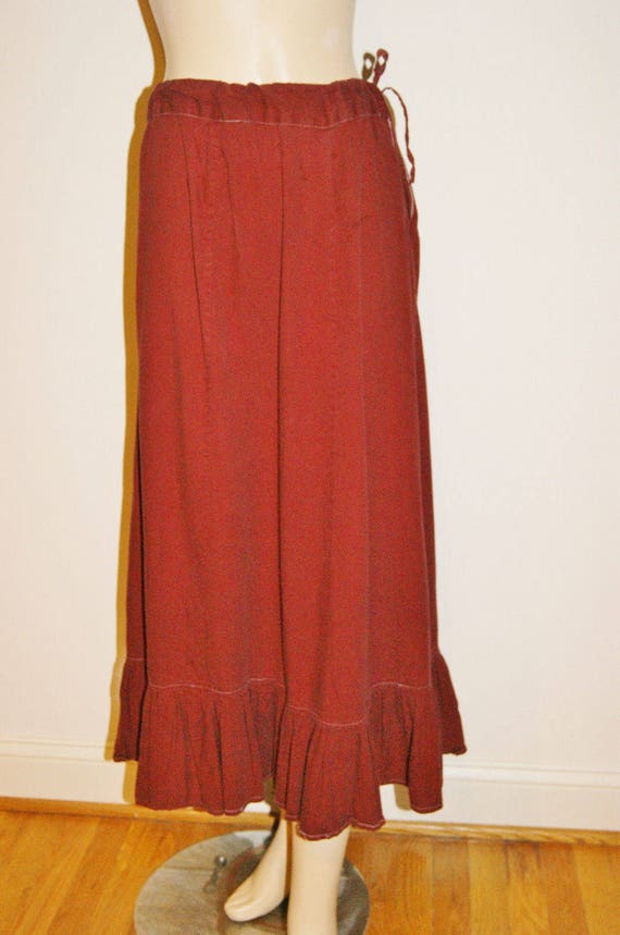 Vintage 60's 70's Burgundy Hippie Boho Drawstring 