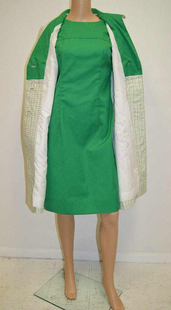 Vintage 60's Mod Plaid Dress & Coat Matching Set … - image 3