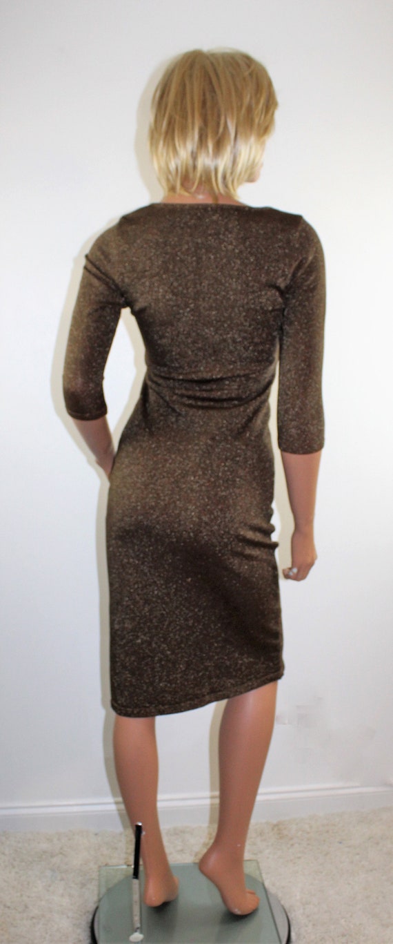 Vintage PACO RABANNE Bronze Metallic Wiggle Dress… - image 3