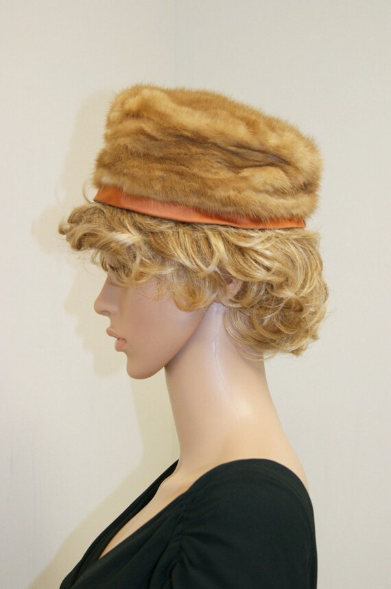 Vintage 50s 60s Mink Fur Pill Box Hat by Dece - image 2