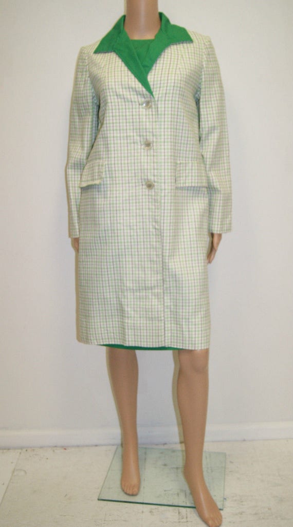 Vintage 60's Mod Plaid Dress & Coat Matching Set … - image 1