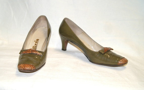 Vintage Women's Palizzio Olive Green Patent Leath… - image 3