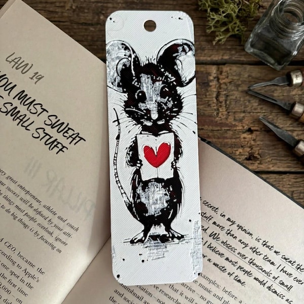 Heart Mouse Bookmark | Textured Novelty Bookmark | Unique Gift