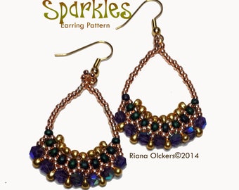 Beaded Earrings Pattern / Tutorial Sparkles - Instant Download PDF