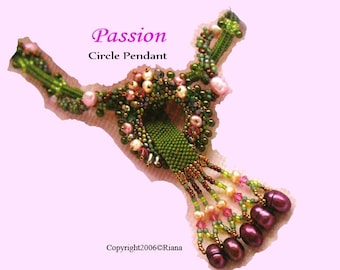 Peyote Stitch pdf pattern - Passion Circle Pendant Necklace Pattern