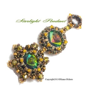 Bead weaving Pendant Pattern  with half Tila beads -  Starlight Pendant Pattern