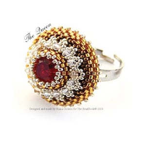 Bead Pattern; Bead Ring Tutorial: Peyote Stitch Tutorial;The Queen - A ring stitched with Peyote stitch