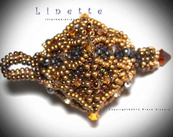 Linette Pendant Bead Pattern, Peyote & Herringbone Stitch (PDF Pattern)