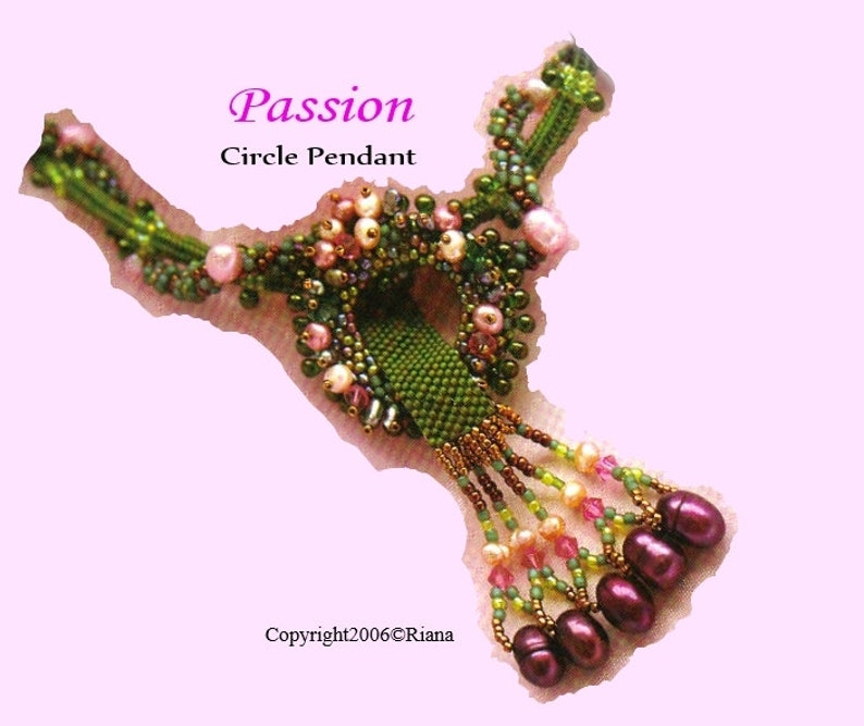 Download Peyote Stitch pdf pattern Passion Circle Pendant Necklace | Etsy