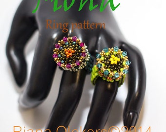 Peyote stitch ring pattern. Fiona. Bead weaving Tutorial