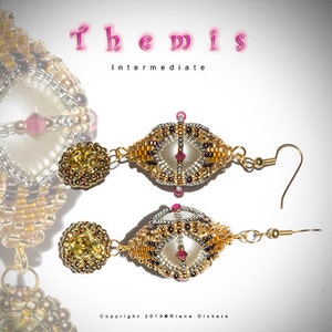 Bead Patterns; Bead Tutorial; Peyote stitch earrings, Bead Weaving Earring Pattern - Themise Earring Pattern