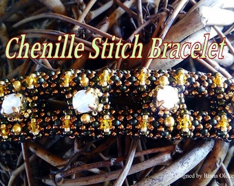 Beading pattern, Tutorial Chenille Bead Weaving Stitch - Chenille Bracelet