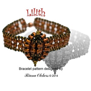 Bead Pattern; Bead weaving tutorial; Bracelet Tutorial, Two hole bead bracelet pattern, pdf,  Lilith