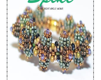 CRAW Beading tutorial,   Spike The Cubic Right Angle Weave Bracelet Pattern