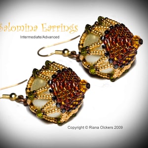 Tutorial Salomina Earrings - Beading Tutorial, Beading Pattern, Jewelry Tutorial, Peyote earring tutorial