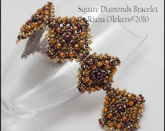 Quadratisches Diamanten-Perlenarmband-Muster, rechtwinklig gewebt (PDF-Muster)
