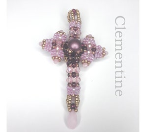 CRAW Bead Pattern, Cubic Right Angle Weave Cross Pendant Tutorial - CLEMENTINE