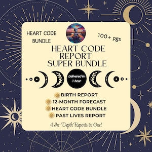 Astrology Birth Chart + Self Love Heart Code Bundle + 1 Year Forecast + Past Lives Report, Natal Chart, 1 Year Prediction, Astrology Reading