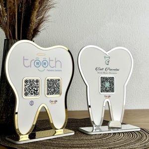 Table de travail élégante QR, enseigne pour cabinet dentaire, plaque de code QR, écran QR en acrylique, enseigne en acrylique, décoration de cabinet médical, cadeau dentiste