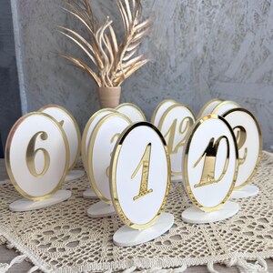 White Wedding Number Plates for Table, Event Table Signs, Oval Table ...