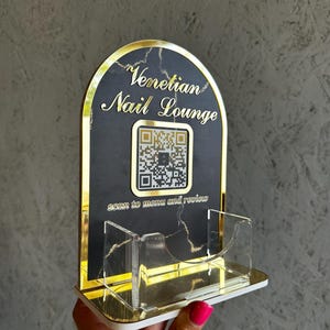 Luxury black Qr table sign, qr code sign, modern desk decor, salon display, social media sign, qr marketing sign, acrylic sign, table sign