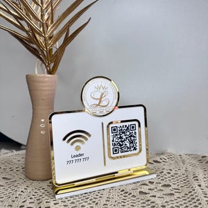 Stylish wifi board with QR, business board, qr code sign, custom wifi sign, acrylic wifi sign, custom qr sign, personalized sign