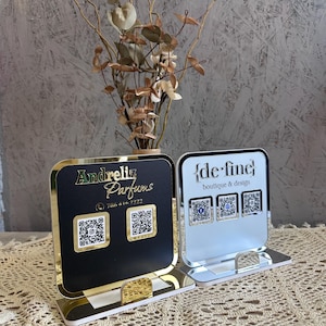 Mesa de acrílico para publicidade, placa QR de acrílico, display de código QR, código QR personalizado, placa de marketing QR, brinde para empresário, brinde empresarial