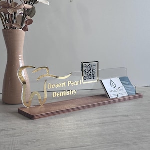 Acrylic Qr business table, custom acrylic sign, office decor, reception desk sign, modern business sign, qr code plaque, office gift