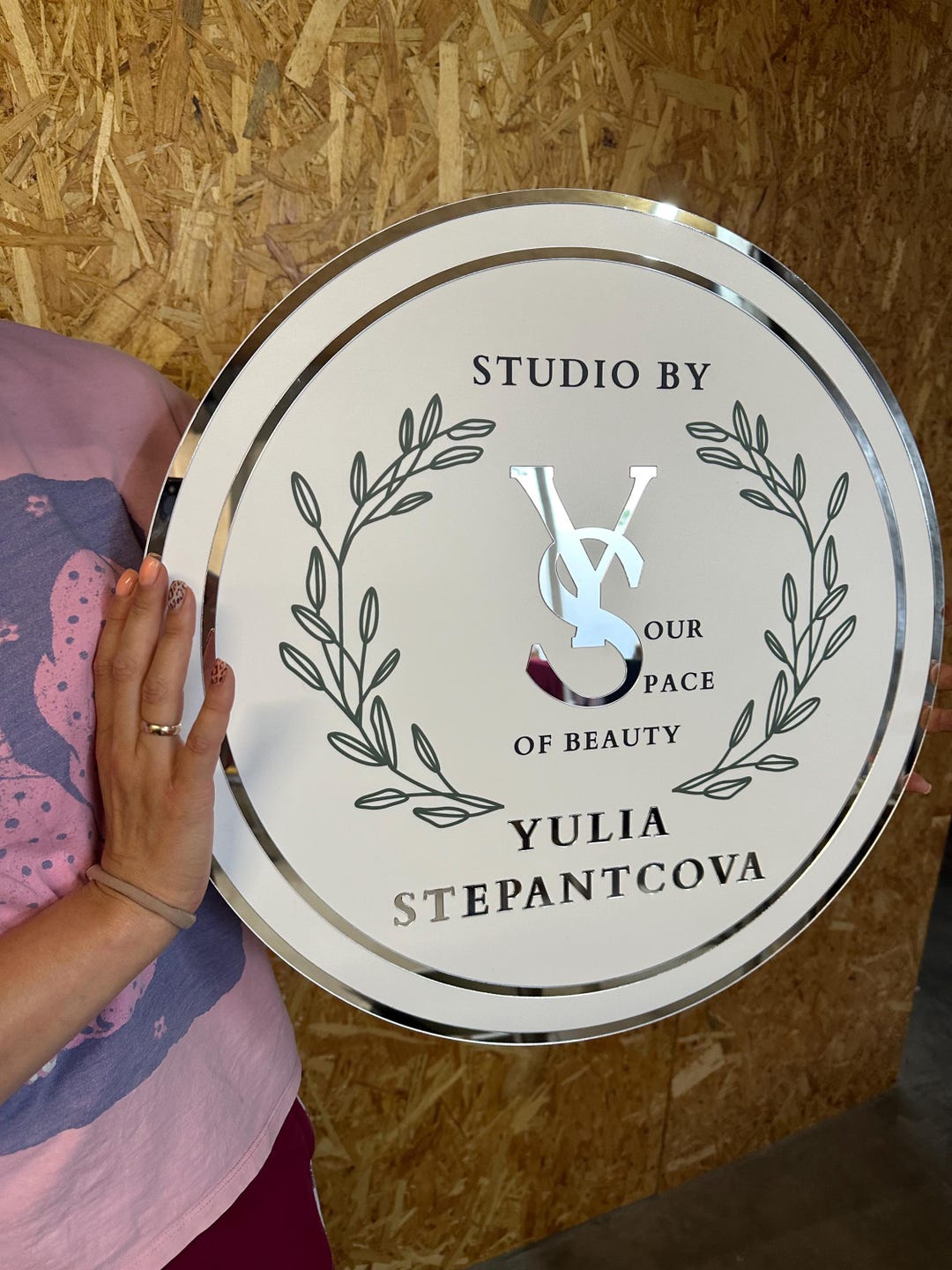 Round Logo Branding Sign, Round Logo Sign, Custom Logo Board, Gold ...