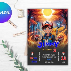 Pokemon Einladung | Pokemon Party Einladungskarte, Instant Download, Printable