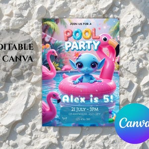 Modelo de convite para festa de aniversário com ponto cruz - Convites com ponto cruz editáveis e imprimíveis, download instantâneo, cartão de convite de aniversário infantil