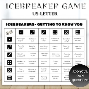 Icebreaker Game Table Talk Dice: Fun Team Building Activity with Conversation Starters for Parties & Get to Know You