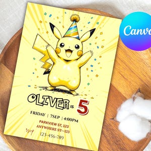 Pokemon Geburtstag Pikachu Party einladen bearbeitbare Instant Download Pokemon Party Card