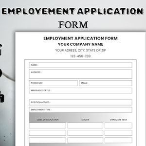 Plantilla de solicitud de empleo (descarga instantánea/documento de solicitud de empleo y empleado editable para empleadores)
